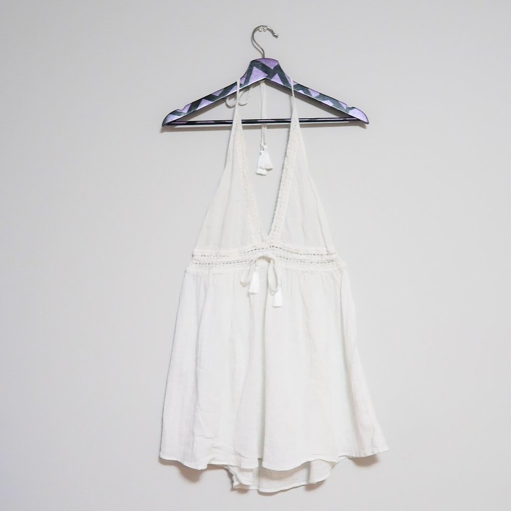 Victoria's Secret White Halter Tie Cover-up M